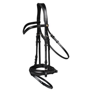 Trensenzaum S-Line Blackshine mit Lackstirnriemen