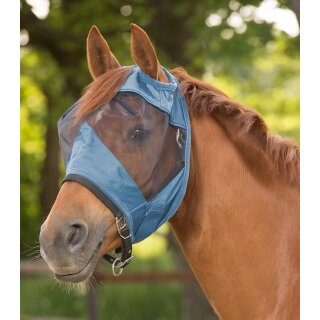 Fliegenmaske Premium ohne Ohren Kantrie taubenblau Pony