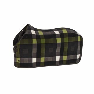 Abschwitzdecke Fleece Check teak brown-white-moss green M/135 cm